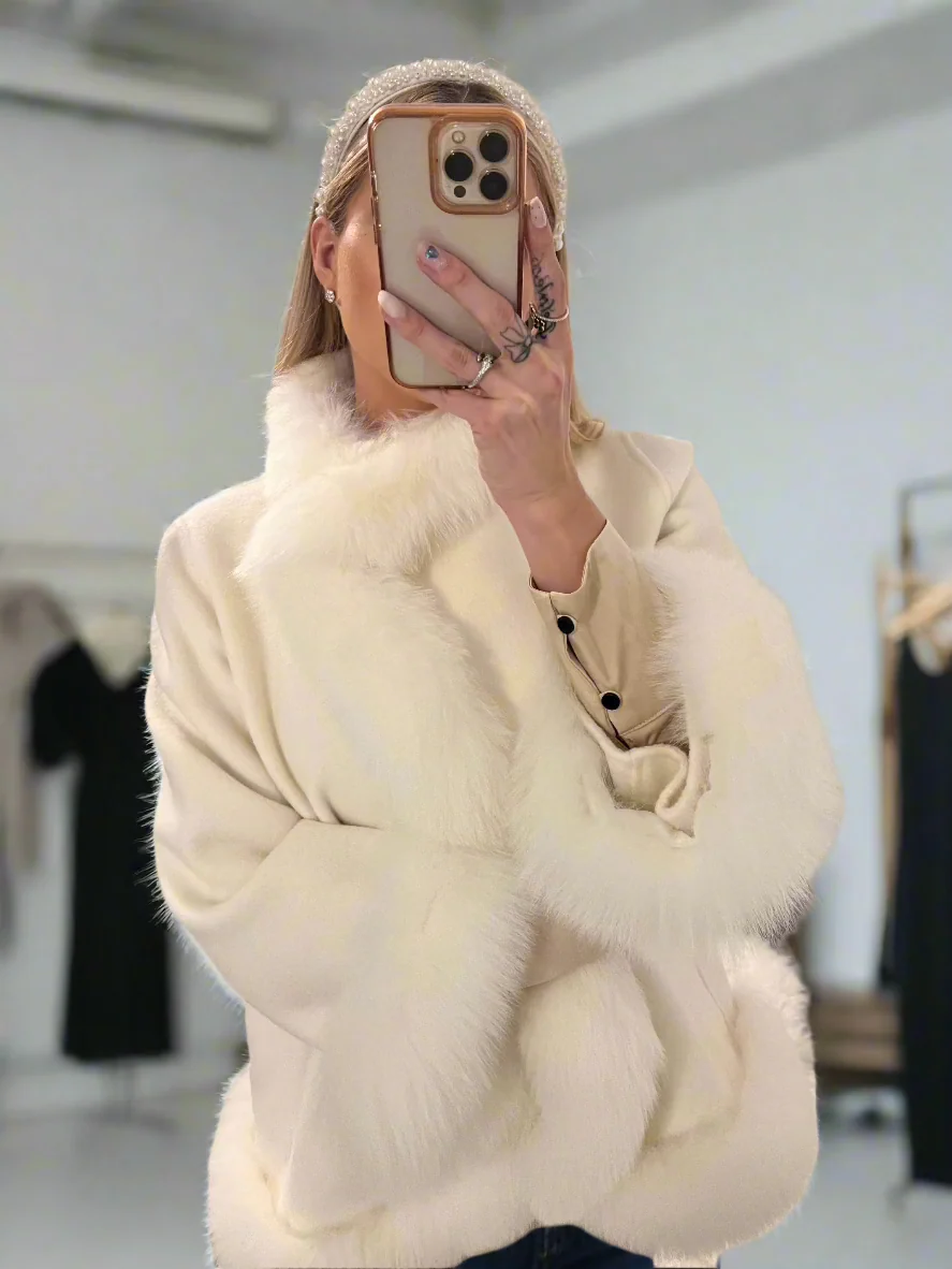 Fur Collar & Cuffs Cashmere Coat - Image 6